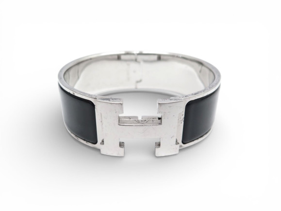 bracelet hermes clic clac h large en email noir