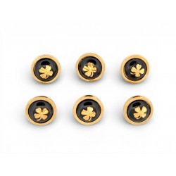 VINTAGE LOT DE 6 BOUTONS CHANEL LUCKY CHARMS TREFLES POUR VESTE MANTEAU BUTTONS