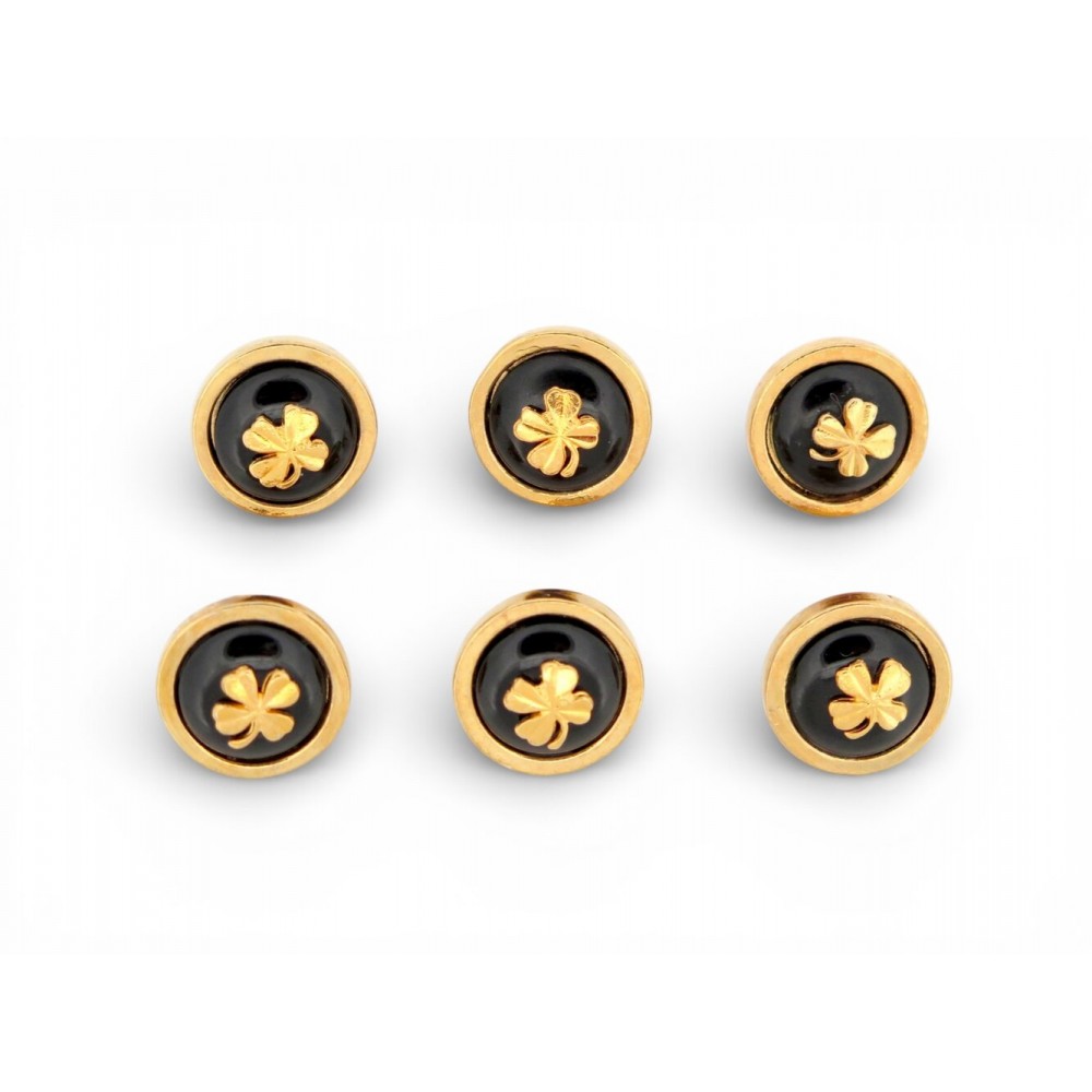 VINTAGE LOT DE 6 BOUTONS CHANEL LUCKY CHARMS TREFLES POUR VESTE MANTEAU BUTTONS