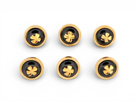 lot de 6 boutons chanel lucky charms trefles