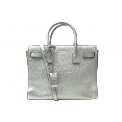 SAC A MAIN SAINT LAURENT SAC DE JOUR BABY 377183 EN CUIR ARGENTE HAND BAG 2200€