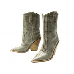 CHAUSSURES FENDI SANTIAGS BOOTS DE COWBOY IMPRIME TARTAN 38 IT 39 FR BOOTS 1200€