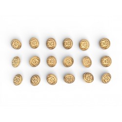 VINTAGE LOT DE 18 BOUTONS CHANEL LOGO CC METAL DORE STEEL VESTE MANTEAU BUTTONS
