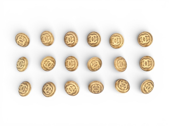  lot de 18 boutons chanel logo cc metal dore