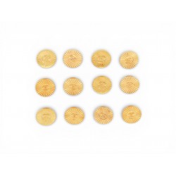 VINTAGE LOT DE 12 BOUTONS CHANEL LOGO CC STRIES METAL DORE VESTE MANTEAU BUTTONS