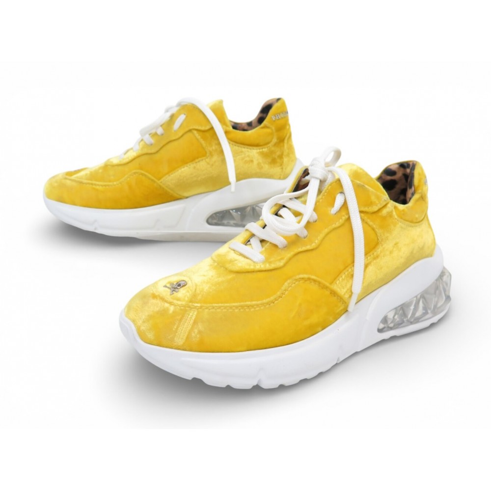 NEUF BASKETS PHILIPP PLEIN RUNNER VELOURS JAUNE 37 IT 38 FR SNEAKER SHOES 690€