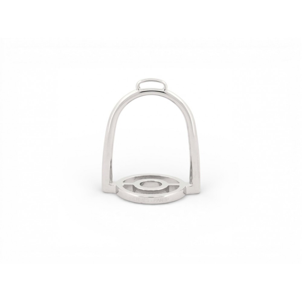 NEUF ANNEAU DE FOULARD HERMES ETRIER SAUMUR EN ACIER PALLADIE SCARF RING 220€