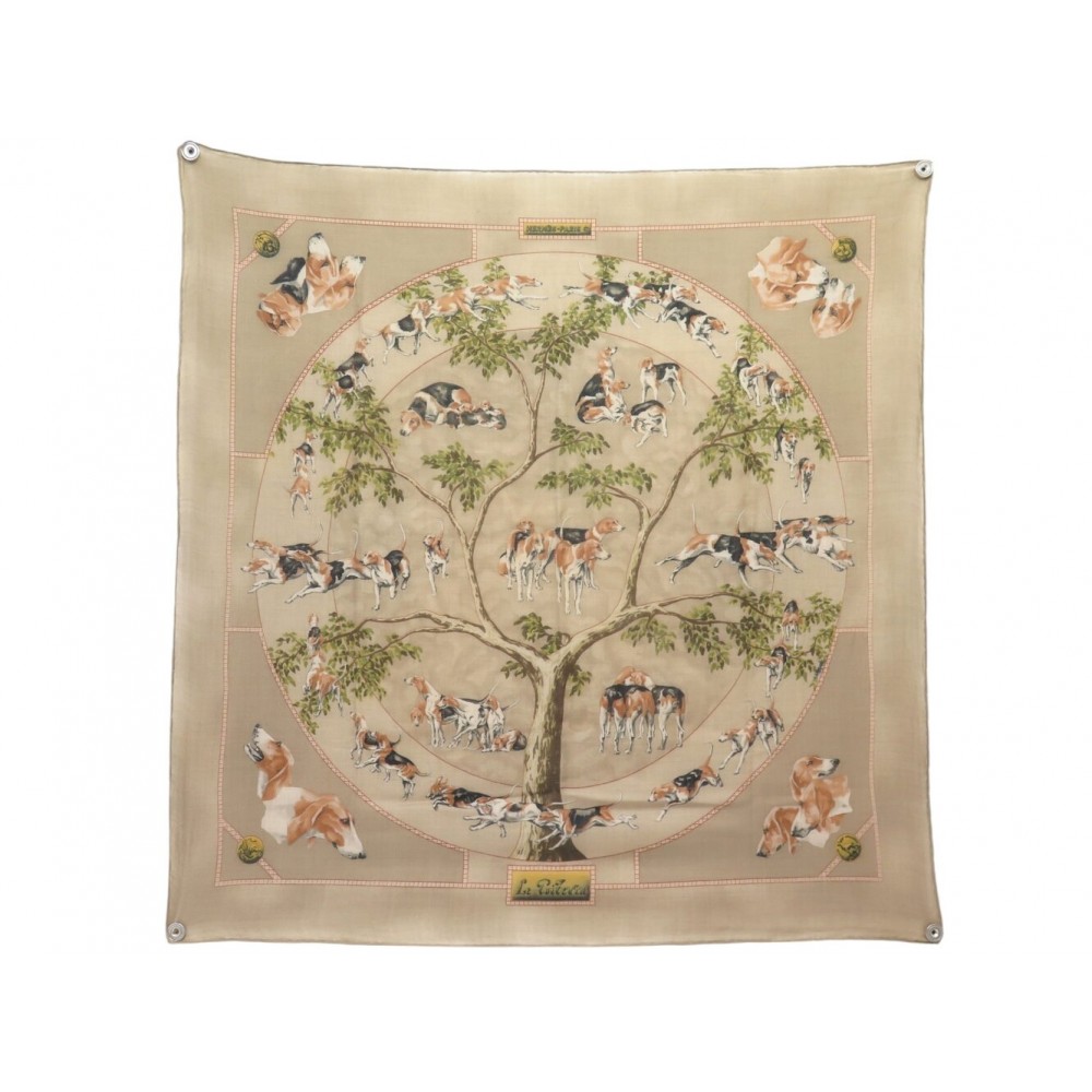 VINTAGE FOULARD HERMES LE POITEVIN CARRE 90 CM EN CACHEMIRE ET SOIE SCARF 895€