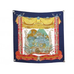 RARE NEUF FOULARD HERMES L'ATLANTIDE ANNIE FAIVRE EN SOIE BLEUE SILK SCARF 580€