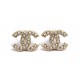 NEUF BOUCLES D'OREILLES CHANEL LOGO CC & PERLES A64766 MINI PUCES EARRINGS 650€