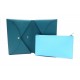 NEUF SAC POCHETTE HERMES CALVI CUIR EPSOM VERT BOSPHORE PORTE MONNAIE BLEU 1350€