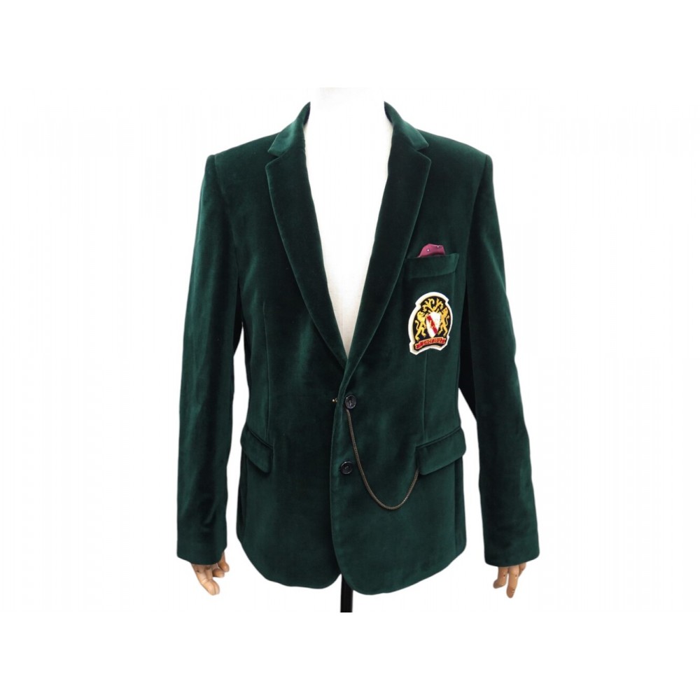 NEUF VESTE LORDS & FOOLS BLAZER ECUSSON 56 M 50 FR EN VELOURS VERT JACKET 675€