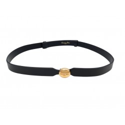 NEUF CEINTURE CHRSITAN DIOR D-PEPITE CUIR NOIR BOUCLE DOREE T60 A 84 BELT 690€