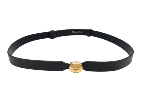  ceinture chrsitan dior d pepite cuir noir boucle