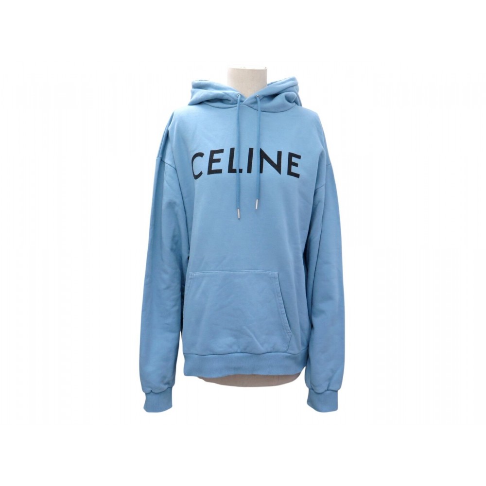 NEUF SWEAT A CAPUCHE CELINE HOODIE LOOSE 2Y321670Q L 42 MOLLETON COTON BLEU 790€