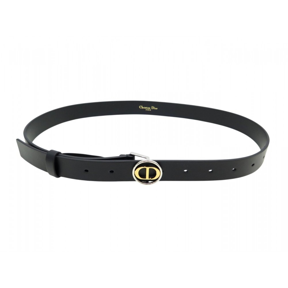 NEUF CEINTURE CHRSITAN DIOR 30 MONTAIGNE CIRCLED CUIR NOIR BOUCLE T80 BELT 690€