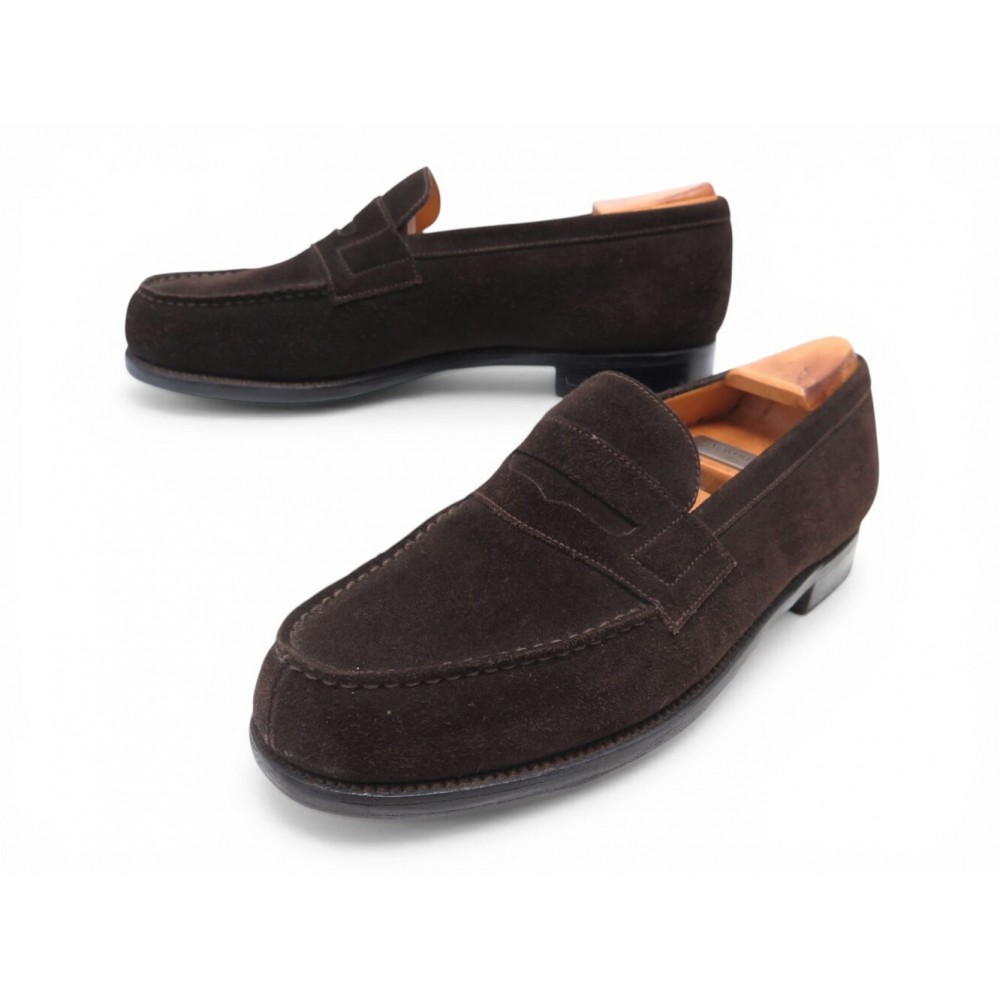 NEUF CHAUSSURES JM WESTON MOCASSINS 180 DAIM MARRON 6.5C 40.5 + EMBAUCHOIRS 900€