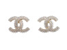  boucles d'oreilles chanel logo cc strass en