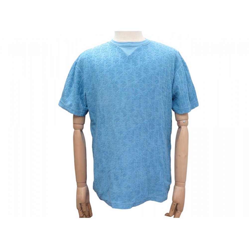 NEUF TSHIRT DIOR MONOGRAMME OBLIQUE COUPE RELAX 113J692A0614 S 46 BLEU TOP 820€
