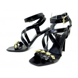 CHAUSSURES LOUIS VUITTON SANDALES UNCHAIN ANKLE 1A1J5U 37.5 CUIR NOIR SHOES 990€