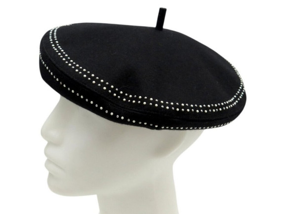  chapeau beret christian dior en laine noire t54