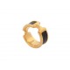 NEUF BAGUE HERMES OLYMPE PM H500058FC8955 S T52 CUIR VEAU NOIR & DORE RING 350€