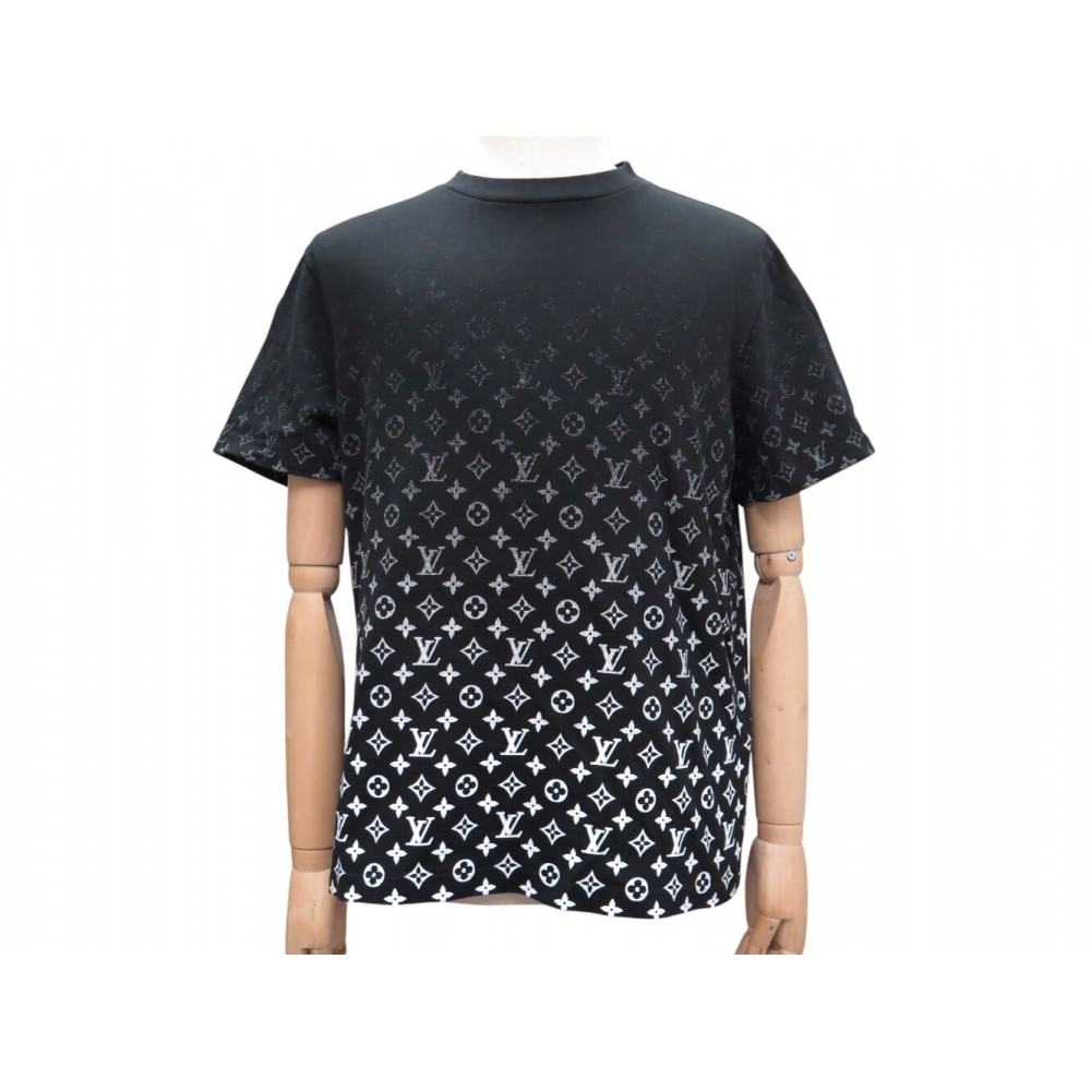 NEUF TSHIRT LOUIS VUITTON MONOGRAM GRADIENT RM232Q L M 48 EN COTON NOIR TOP 850€