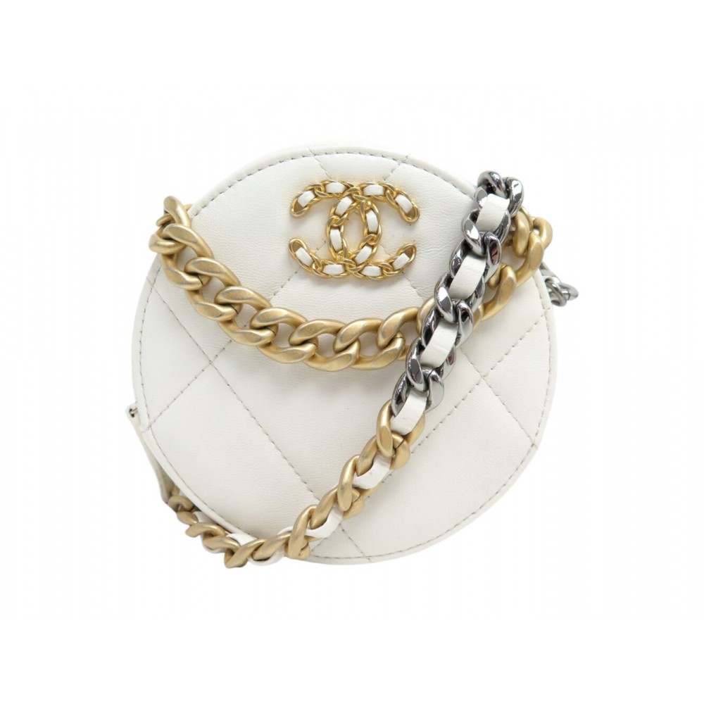 NEUF SAC A MAIN CHANEL 19 ROND AP0945 CUIR MATELASSE BANDOULIERE PURSE BAG 2800€