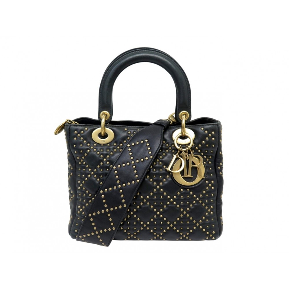 SAC A MAIN CHRISTIAN DIOR LADY MEDIUM CUIR CANNAGE CLOUTE BANDOULIERE BAG 5900€