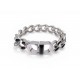 NEUF BRACELET DIOR GOURMETTE LOGO CD STRASS B1664A CHAINE METAL ARGENTE 490€