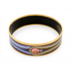 BRACELET HERMES LARGE EN EMAIL MULTICOLORE ET PLAQUE OR 19.5 CM BANGLE BAND 590€