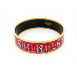 BRACELET HERMES ALPHABET LARGE EN EMAIL ROUGE ET PLAQUE OR 19.5 CM BANGLE 590€