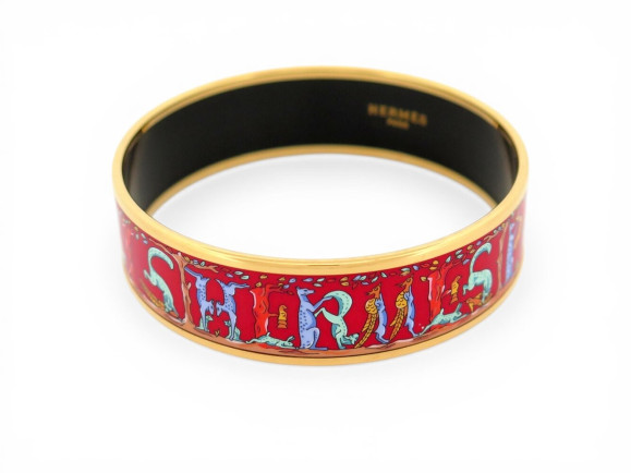 bracelet hermes alphabet large en email rouge et