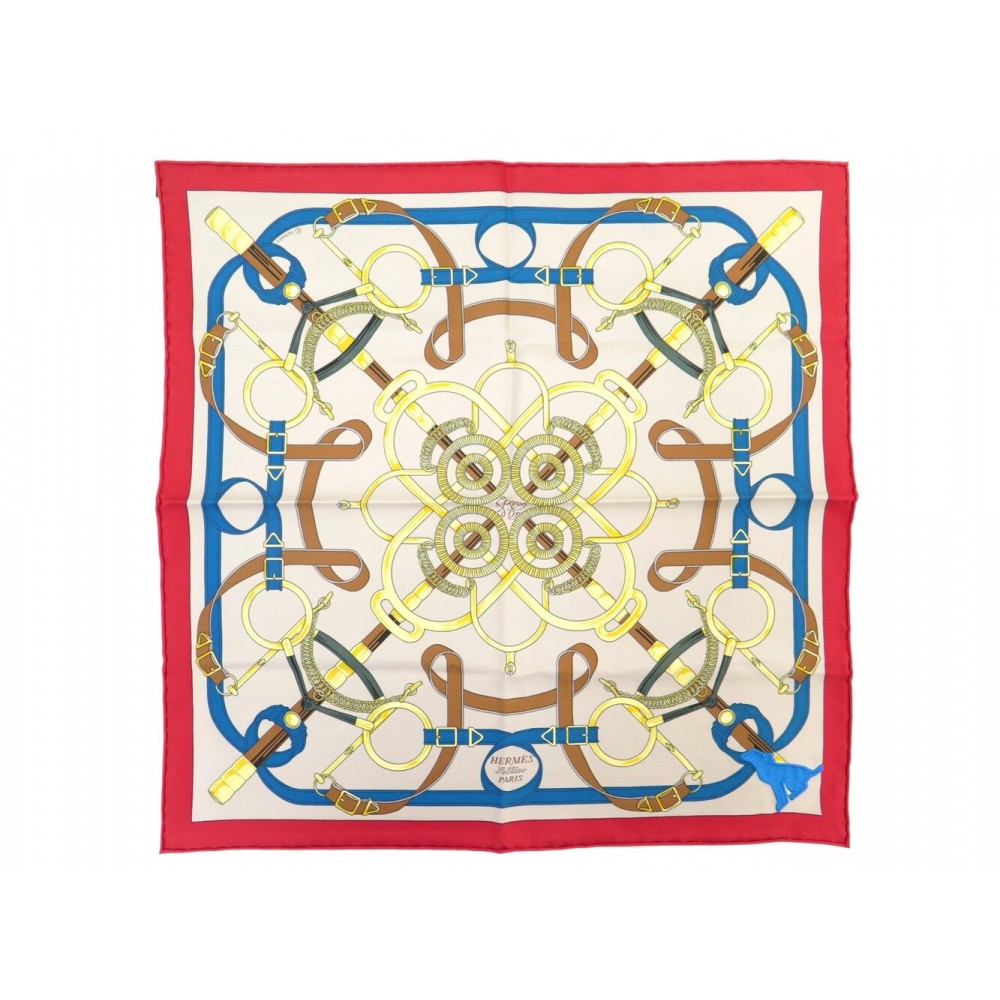NEUF FOULARD HERMES GAVROCHE EPERON D'OR EN SOIE MULTICOLORE SILK SCARF 270€