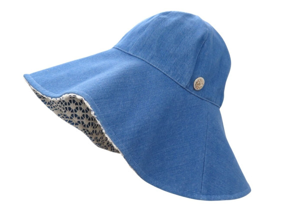  chapeau chanel t 58 bleu logo cc coton denim wide