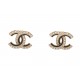 NEUF BOUCLES D'OREILLES CHANEL LOGO CC STRASS PUCES EN METAL DORE EARRINGS 700€