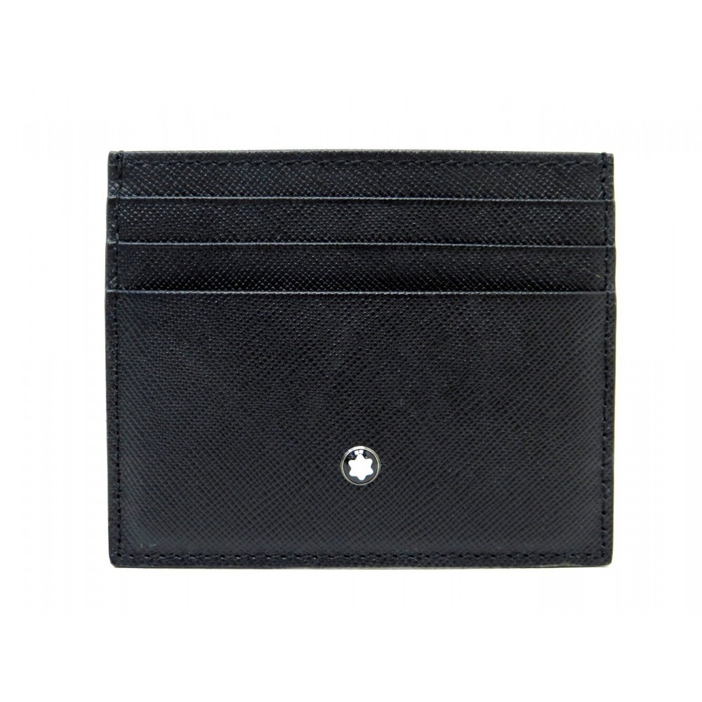 NEUF PORTES CARTES MONTBLANC MEISTERSTUCK 6CC MB2015 CUIR NOIR CARD HOLDER 230€