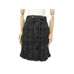 NEUF JUPE DROITE CHANEL A BOUTONS P41816V30481 M 38 EN TWEED MARRON SKIRT 3200€