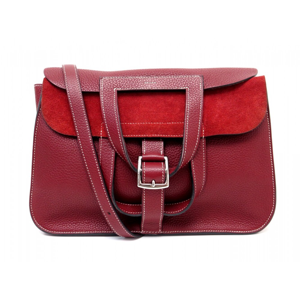 NEUF SAC A MAIN HERMES HALZAN 31 CUIR CLEMENCE ROUGE BANDOULIERE HAND BAG 5900€