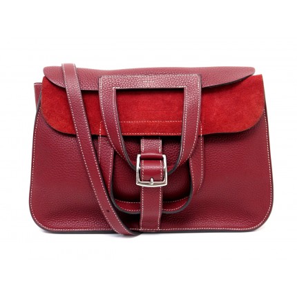 NEUF SAC A MAIN HERMES HALZAN 31 CUIR CLEMENCE ROUGE BANDOULIERE HAND BAG 5900€