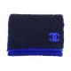 NEUF ECHARPE CHANEL LOGO CC EN CACHEMIRE NOIRE & BLEUE CASHMERE KNIT SCARF 1190€