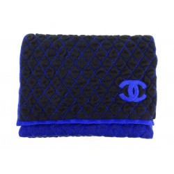 NEUF ECHARPE CHANEL LOGO CC EN CACHEMIRE NOIRE & BLEUE CASHMERE KNIT SCARF 1190€