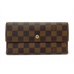 PORTEFEUILLE LOUIS VUITTON SARAH N61734 EN TOILE DAMIER EBENE BOITE WALLET 560€
