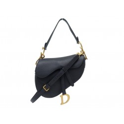 SAC A MAIN CHRISTIAN DIOR SADDLE A BANDOULIERE EN CUIR GRAINE NOIR PURSE 3900€