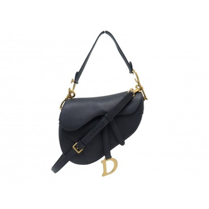 SAC A MAIN CHRISTIAN DIOR SADDLE A BANDOULIERE EN CUIR GRAINE NOIR PURSE 3900€