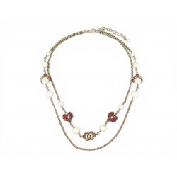 NEUF COLLIER CHANEL LOGO CC COCCINELLE PERLES EMAIL ROUGE LADYBUG NECKLACE 1690€