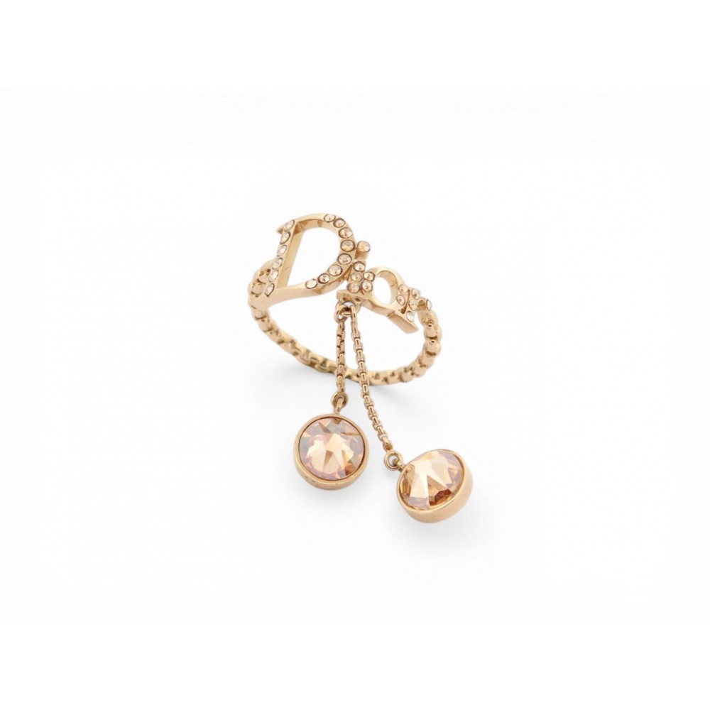 NEUF BAGUE CHRISTIAN DIOR CHAINE LOGO STRASS T54 METAL DORE GOLDEN RING 320€