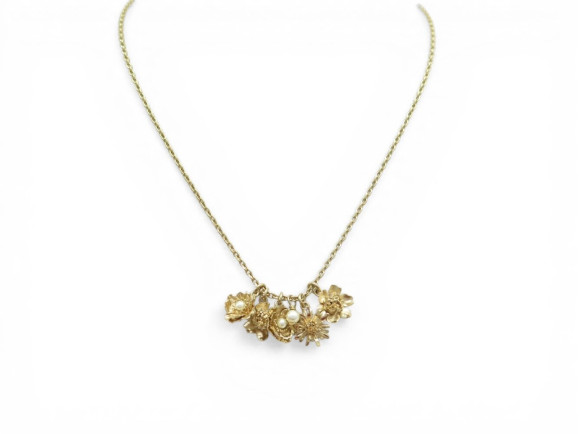  collier dior pendentif breloques fleurs en metal