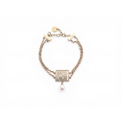 NEUF BRACELET CHRISTIAN MISS DIOR PERLE EN METAL PLAQUE OR GOLDEN BANGLE 500€