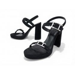 NEUF CHAUSSURES HERMES SANDALES BOSSA H252110Z 38 CUIR CHEVRE NOIR SHOES 1230€